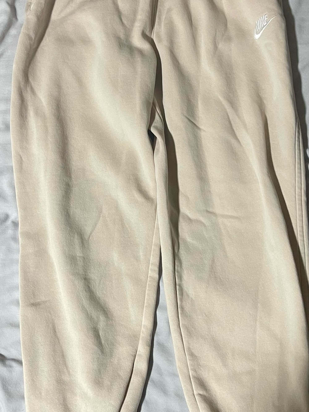 Nike Men’s Beige Cream Joggers with Embroidered Logo